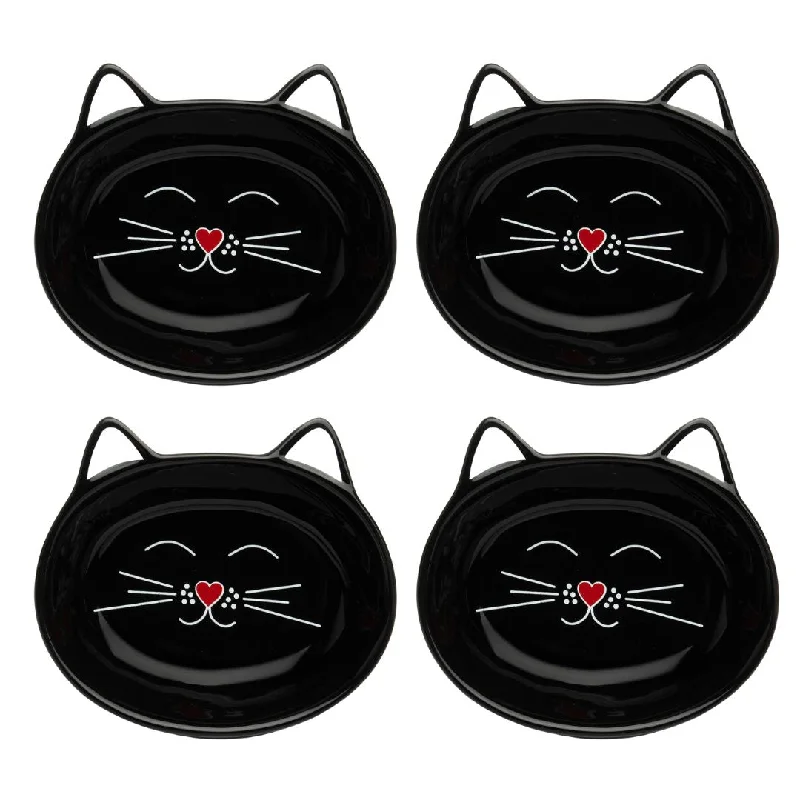 OSCAR CAT DISH SET OF 4 - BLACK