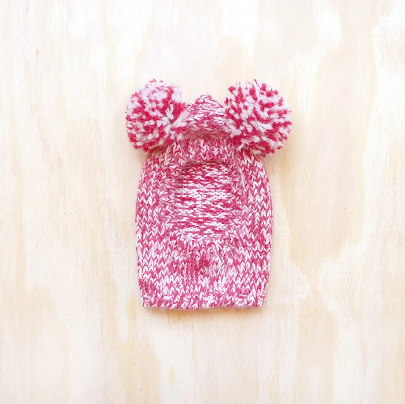 Pom Pom Sweater Hood -  Marled Cherry Pink