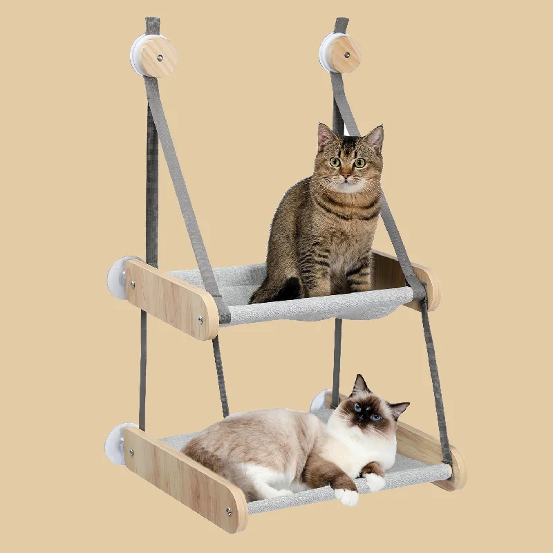 PAWZ Road Double Level Wooden Cat Window Hammock