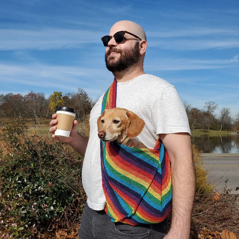 Dog Sling Carrier - Rainbow Woven