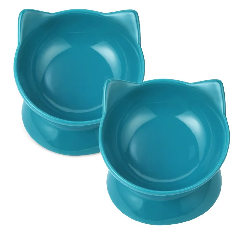 OSCAR TILT CAT DISH BLUE 2 PIECE SET