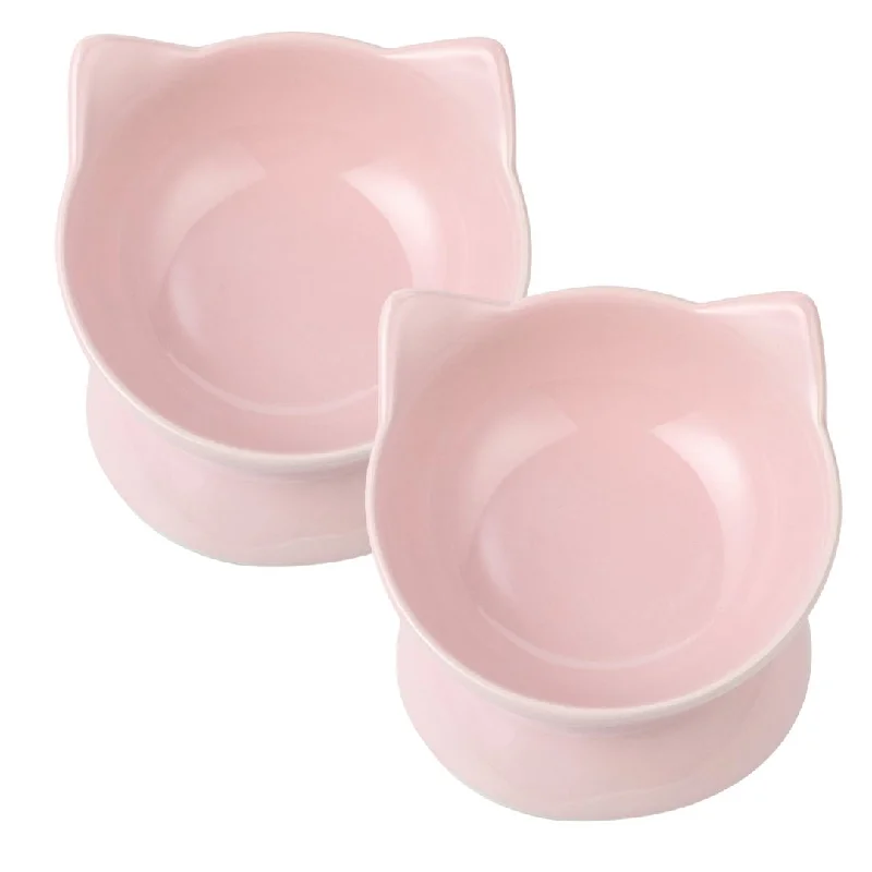 OSCAR TILT CAT BOWL SET OF TWO - PINK