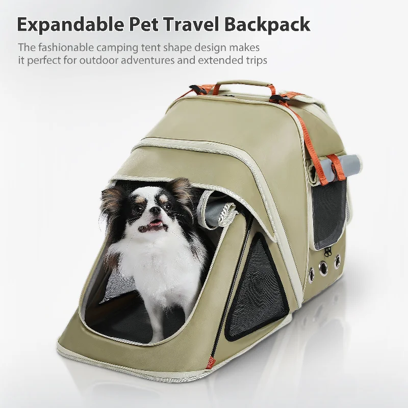 PAWZ Road Travel Expandable Cat Carrier with Fashion Detachable Treat Pouch Green