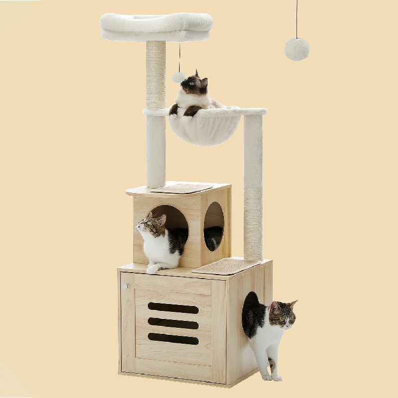 PAWZ Road Replaceable Top Modern Wooden Cat Furniture with litter box enclosure Cat Tree