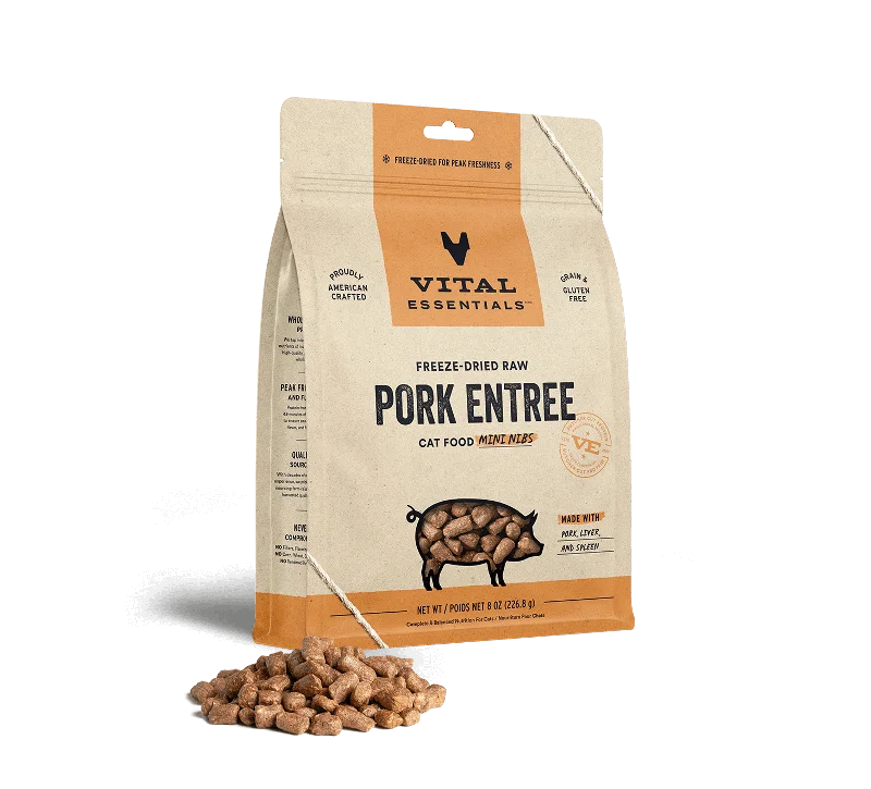 Vital Essentials Cat Freeze Dried Mini Nibs Pork Entree 8oz