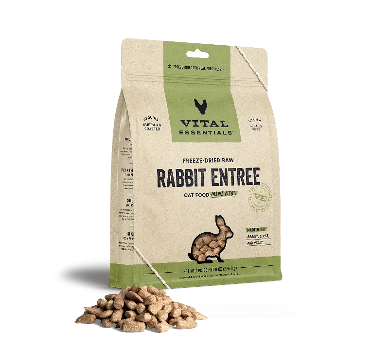 Vital Essentials Cat Freeze Dried Mini Nibs Rabbit Entree 8oz