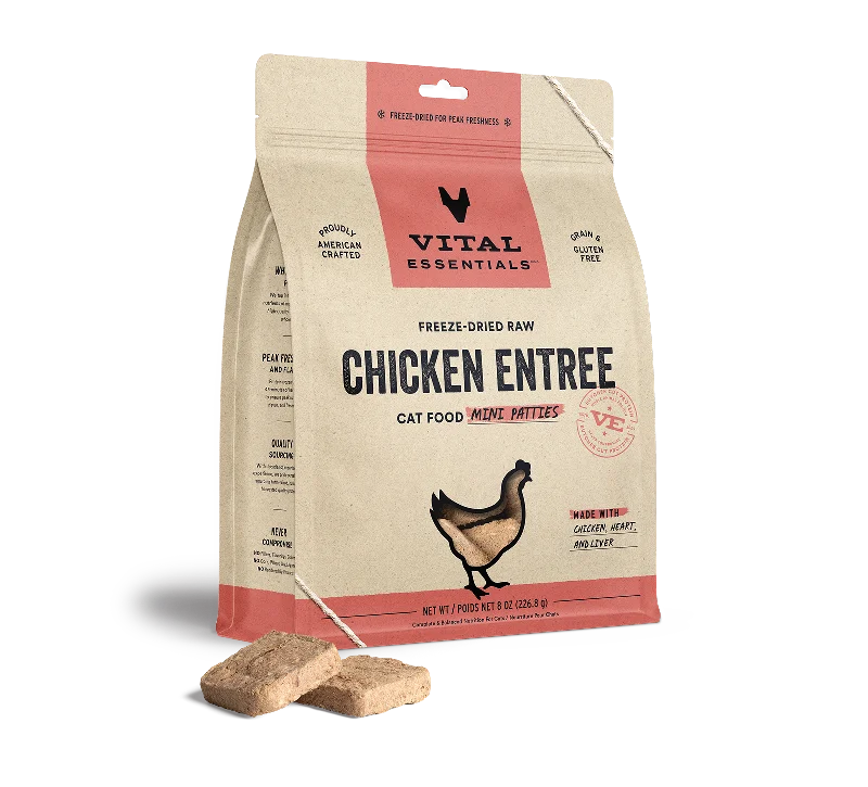 Vital Essentials Cat Freeze Dried Patties Chicken Entree 8oz