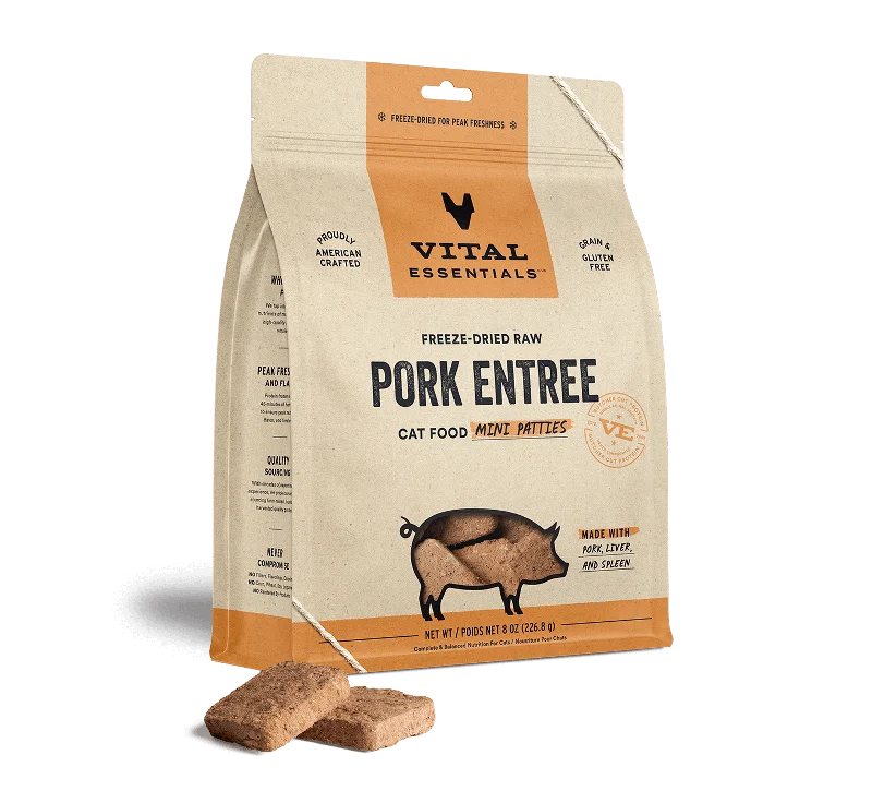 Vital Essentials Cat Freeze Dried Patties Pork Entree 8oz