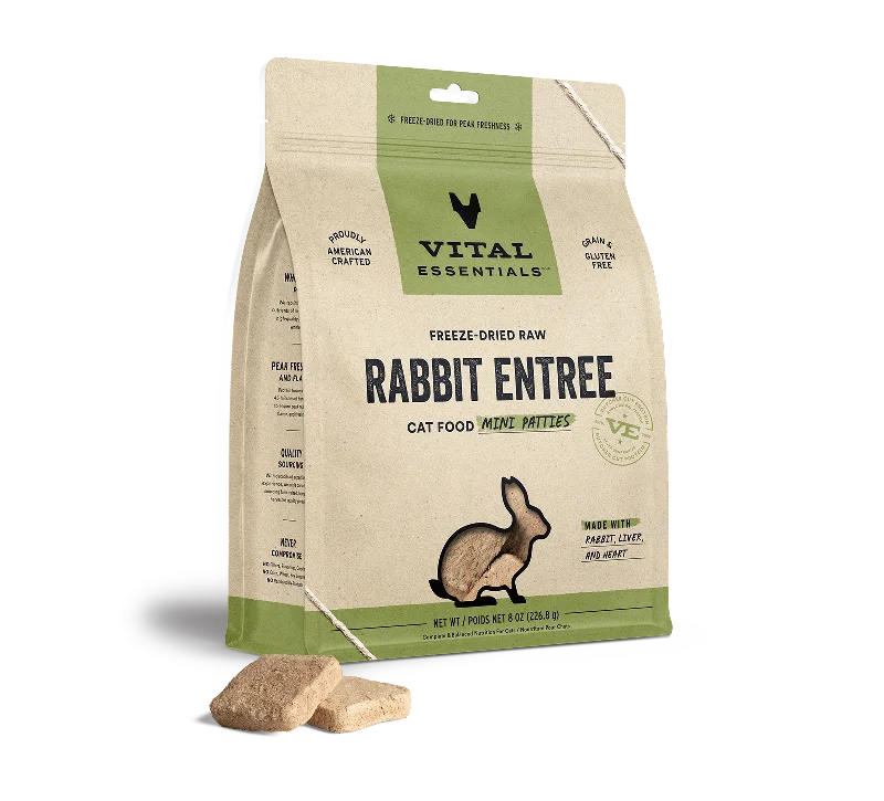 Vital Essentials Cat Freeze Dried Patties Rabbit Entree 8oz