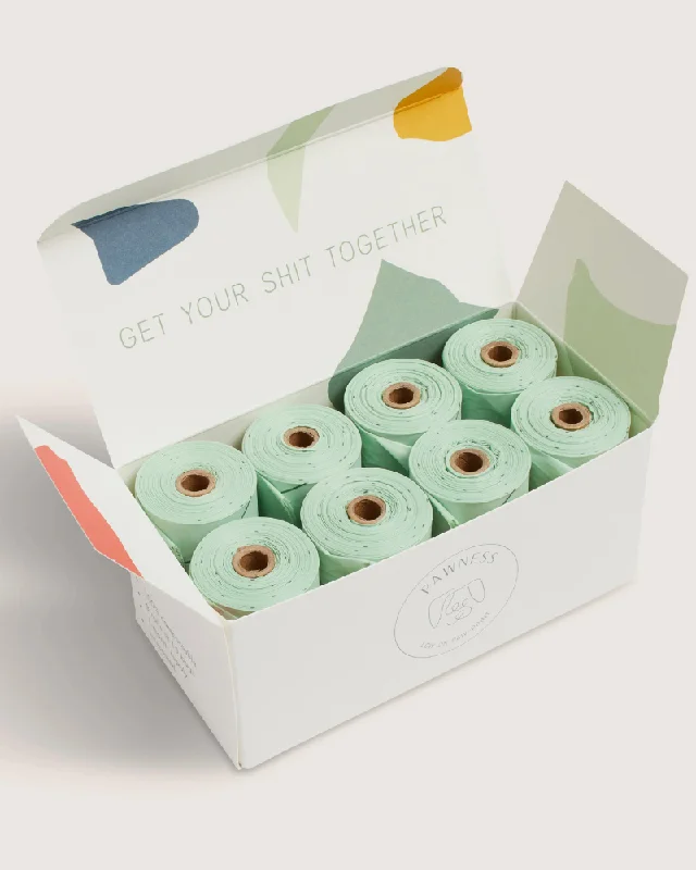 100% Compostable Dog Poop Bags (8 rolls)