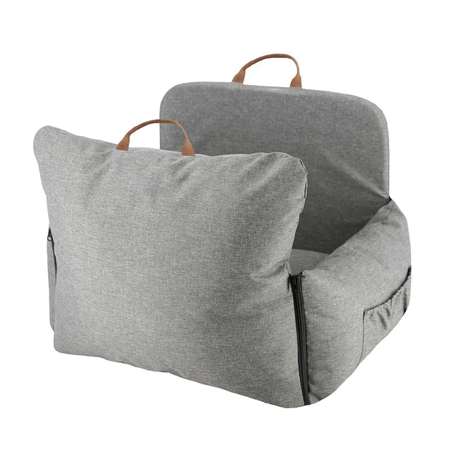 Barkly & Bella Dog Car Seat Safety Pillow Grey