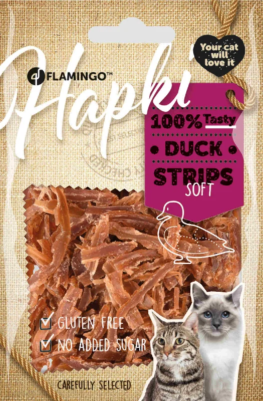 FLAMINGO Hapki Delicatese pentru pisici Strips raţă, 50g