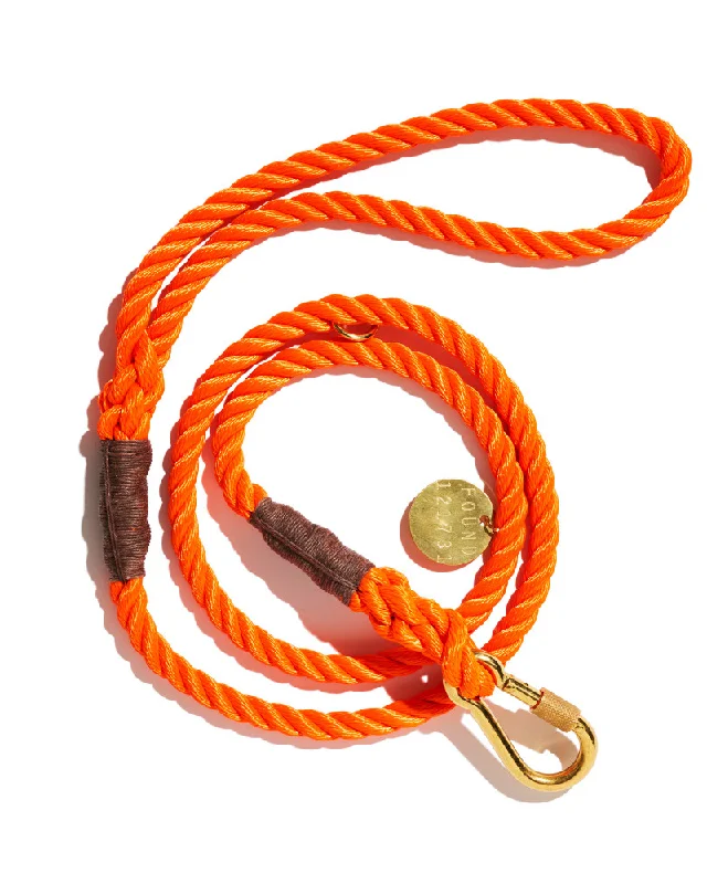 Standard Rope Dog Leash in Rescue Orange (Made in the USA) (FINAL SALE)