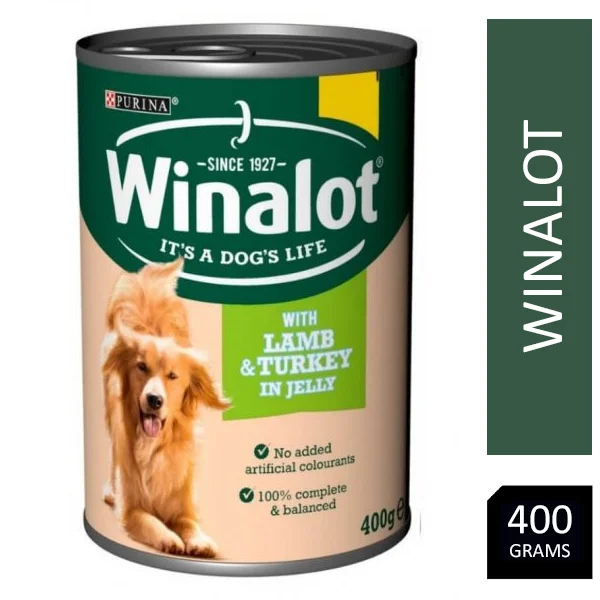 Winalot Adult Wet Dog Food Can with Lamb & Turkey in Jelly 12x400g